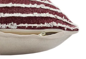20" X 20" Maroon And Cream 100% Cotton Striped Zippered Pillow Throw Pillows home accents sale