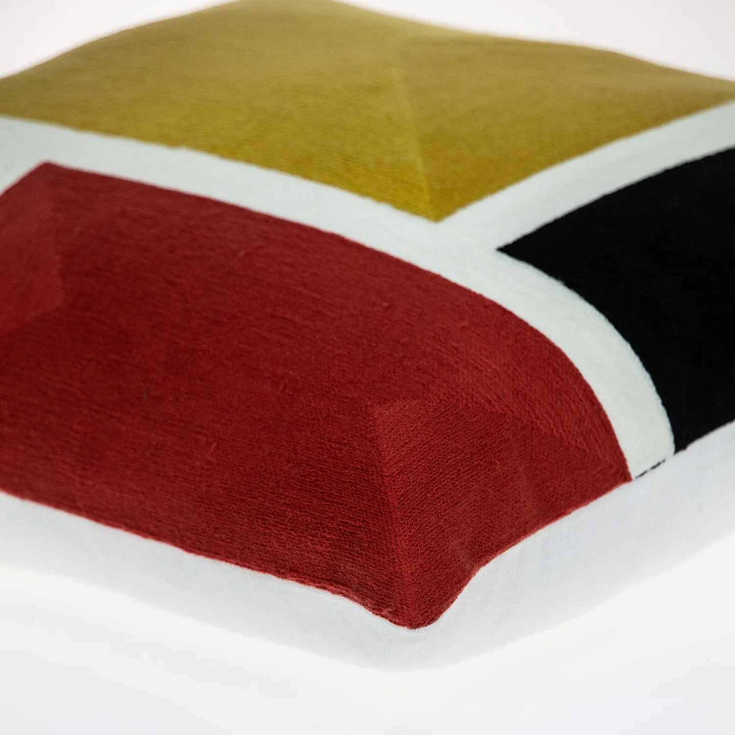20" X 20" Mustard Yellow And Black Geometric Zippered 100% Cotton Throw Pillow
