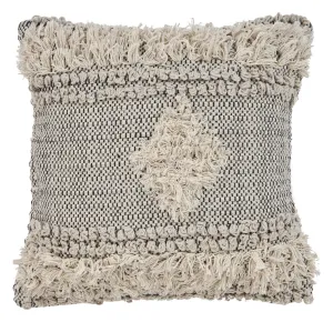 20" X 20" Natural and Black Geometric Cotton Zippered Pillow With Fringe Throw Pillows home accents sale