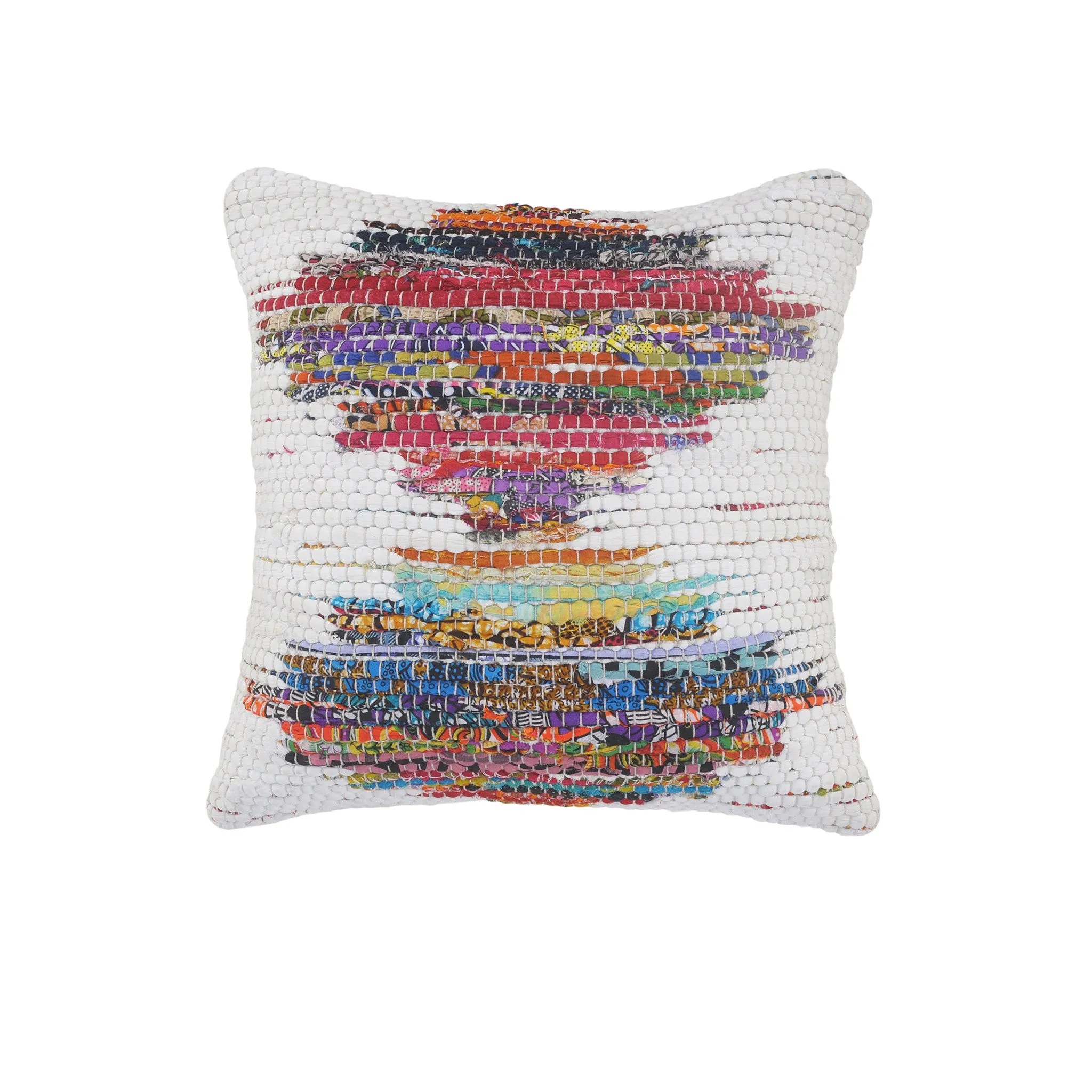 20" X 20" White Red Green Blue Yellow And Orange 100% Cotton Geometric Zippered Pillow Throw Pillows value buys