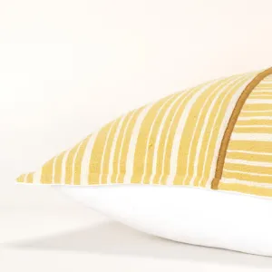 20" Yellow and White Cotton Pillow With Embroidery Edges Throw Pillows clearance cushion