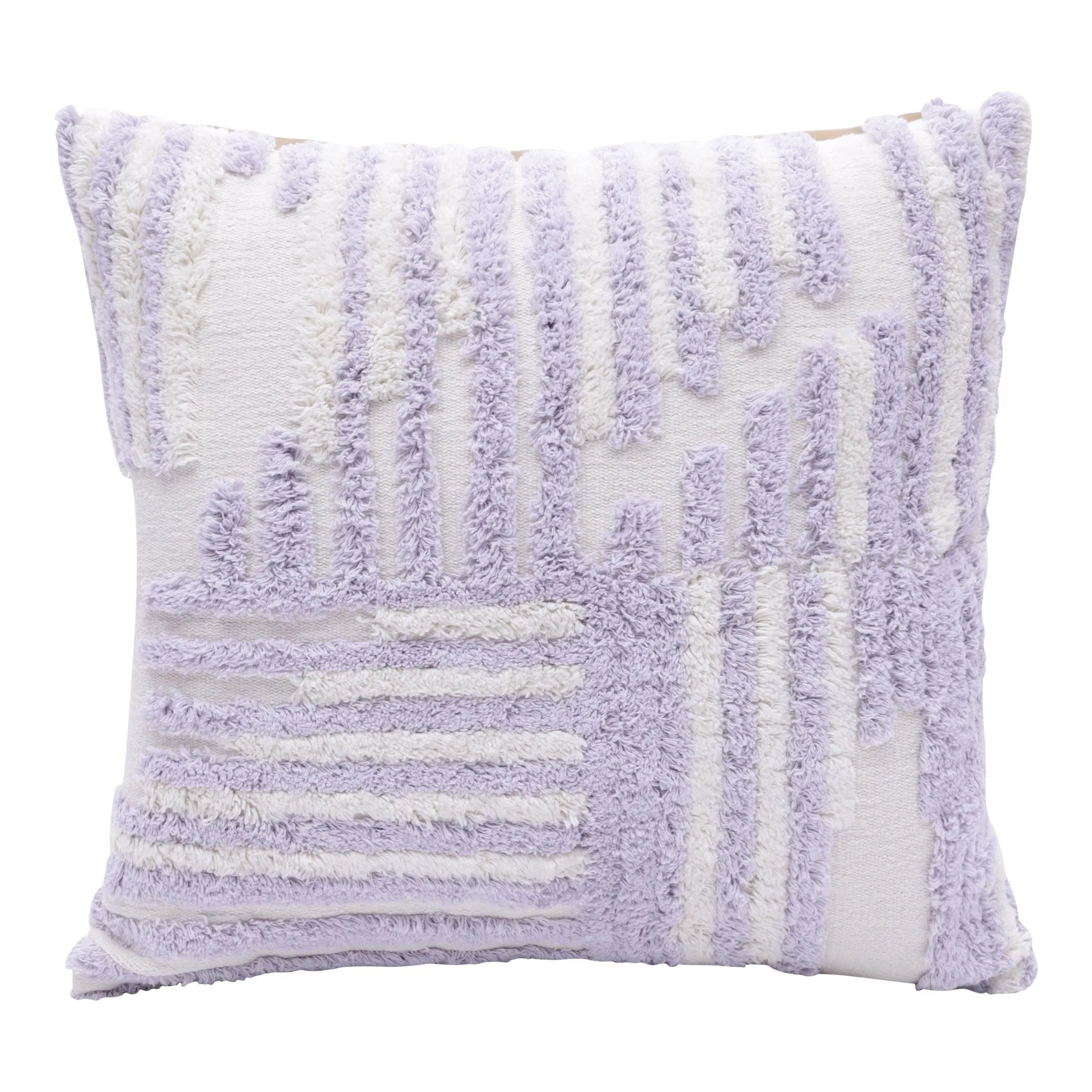 22" Purple and White Geometric Cotton Throw Pillow With Texture Throw Pillows home accents sale