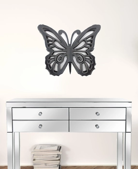 23" X 19" Black Rustic Butterfly Wooden Wall Decor Decorative Accessories hot offers