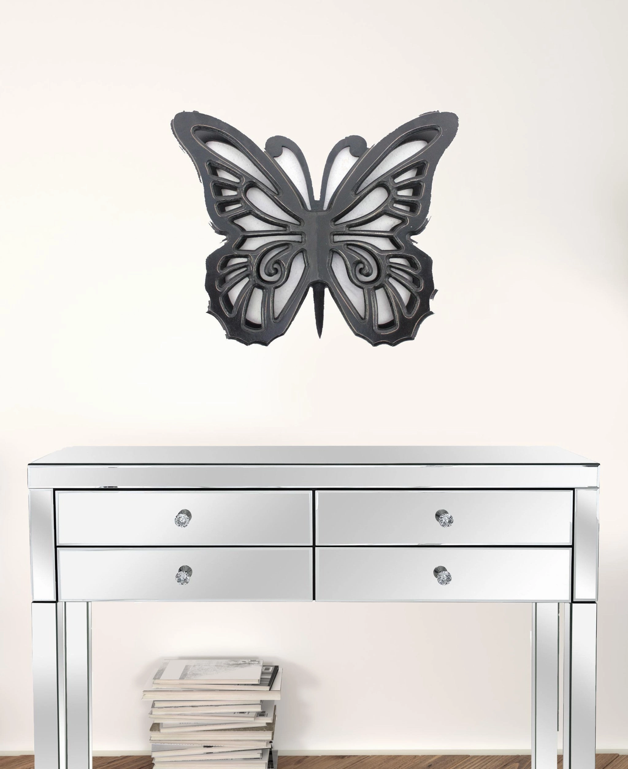 23" X 19" Black Rustic Butterfly Wooden Wall Decor Decorative Accessories hot offers
