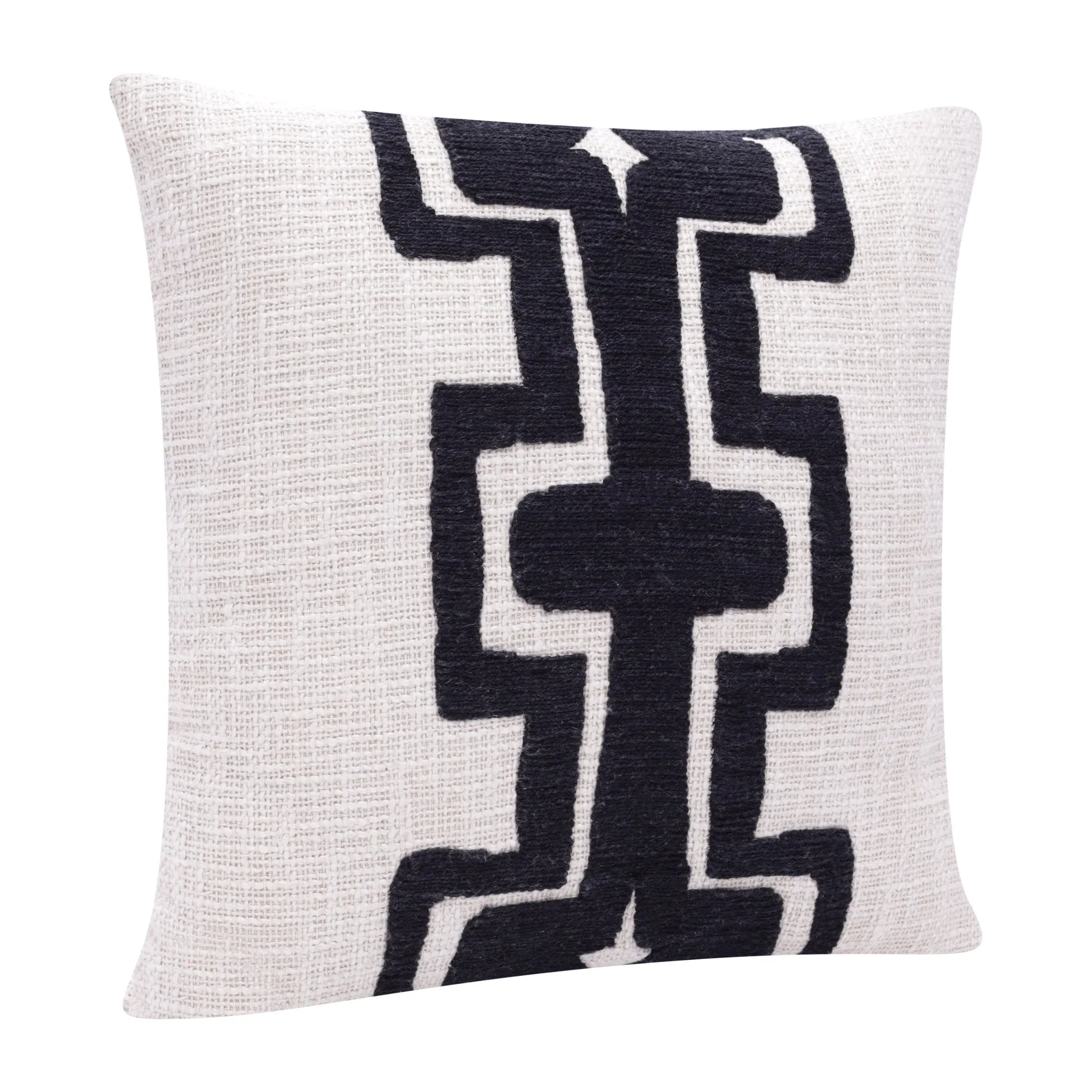 24" X 24" Black And Ivory 100% Cotton Geometric Zippered Pillow Throw Pillows low cost deal