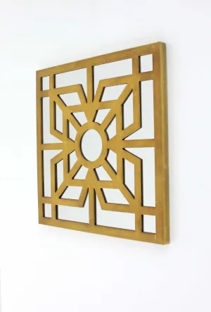 24" X 24" X 1" Bright Gold Mirrored Wooden  Wall Decor Decorative Accessories home deals