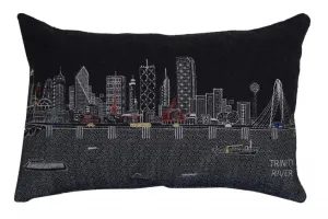 25" Black Dallas Nighttime Skyline Lumbar Decorative Pillow Throw Pillows clearance cushion