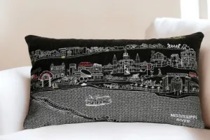25" Black New Orleans Nighttime Skyline Lumbar Decorative Pillow Throw Pillows low cost deal