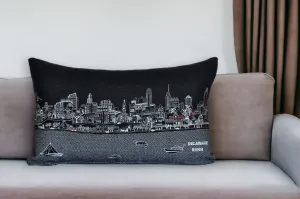 25" Black Philadelphia Nighttime Skyline Lumbar Decorative Pillow Throw Pillows value buys