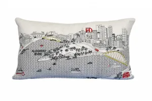 25" White Pittsburgh Daylight Skyline Lumbar Decorative Pillow Throw Pillows home accents sale