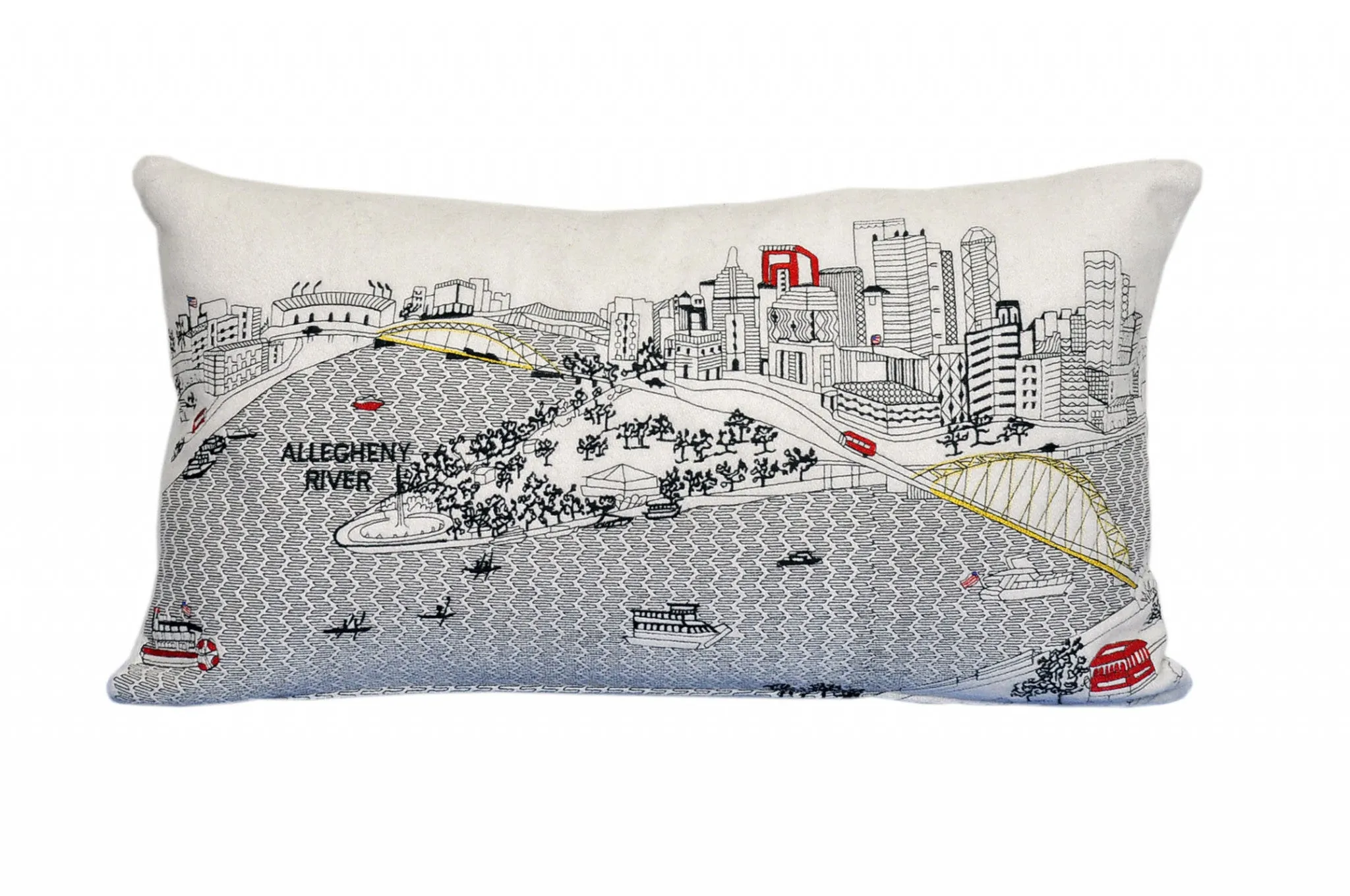 25" White Pittsburgh Daylight Skyline Lumbar Decorative Pillow Throw Pillows home accents sale