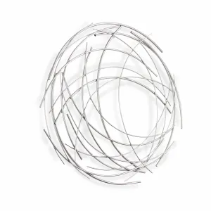 26" Silver Metal Abstract Round Hanging Wall Art Decor Decorative Accessories low price