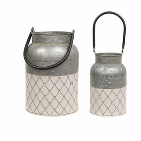 2/Set White Diamond Embossed Milk Cans Decorative Accessories hot offers
