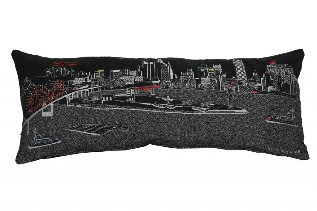 35" Black Memphis Nighttime Skyline Lumbar Decorative Pillow Throw Pillows value buys