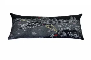 35" Black Pittsburgh Nighttime Skyline Lumbar Decorative Pillow Throw Pillows value buys