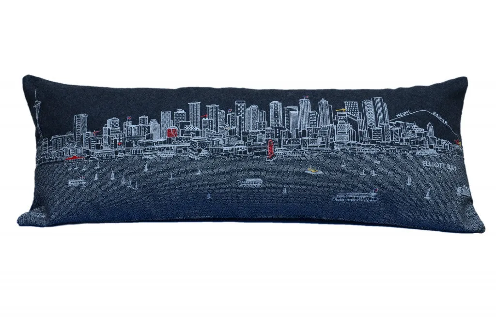 35" Black Seattle Nighttime Skyline Lumbar Decorative Pillow Throw Pillows home accents sale