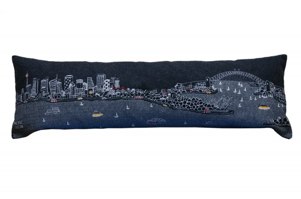 35" Black Sydney Nighttime Skyline Lumbar Decorative Pillow Throw Pillows sofa decor deals