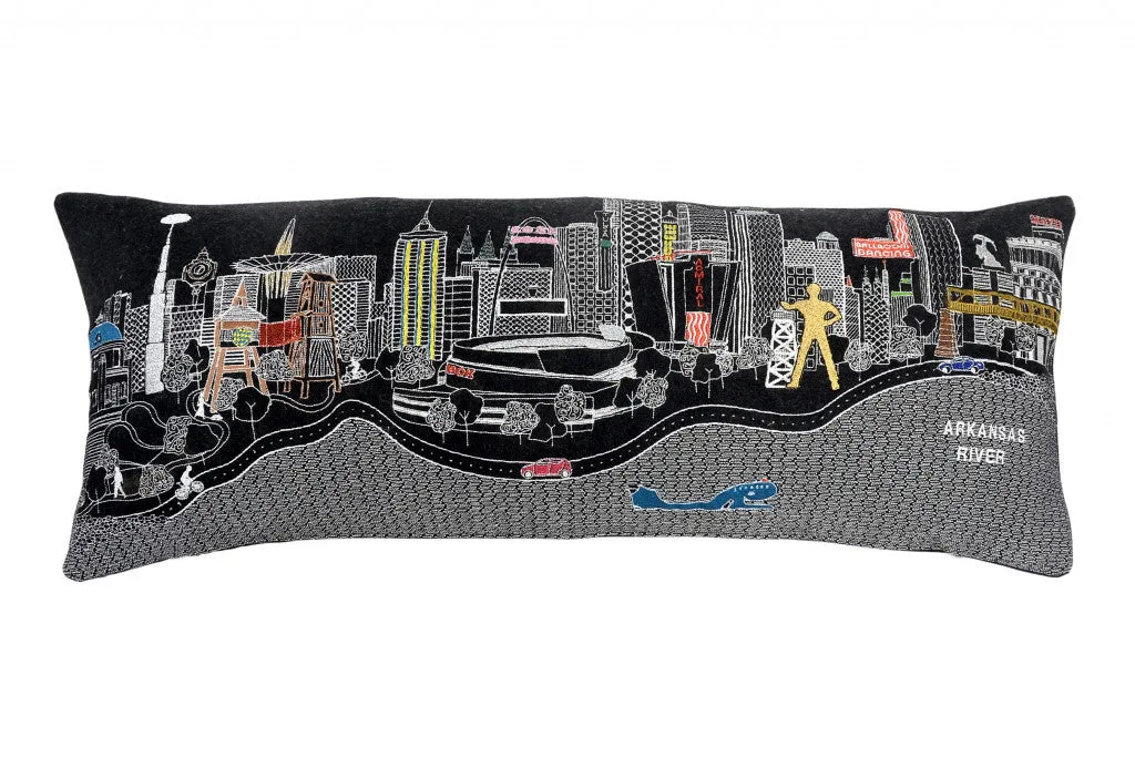 35" Black Tulsa Nighttime Skyline Lumbar Decorative Pillow Throw Pillows low cost deal