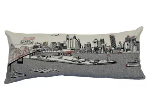 35" White Memphis Daylight Skyline Lumbar Decorative Pillow Throw Pillows clearance cushion