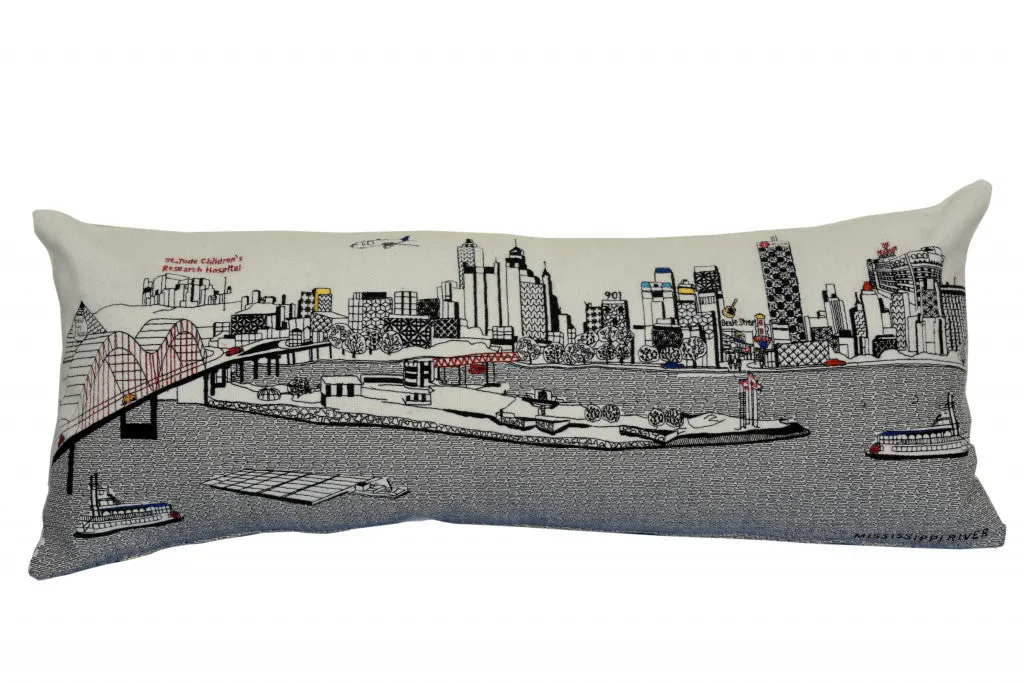 35" White Memphis Daylight Skyline Lumbar Decorative Pillow Throw Pillows clearance cushion