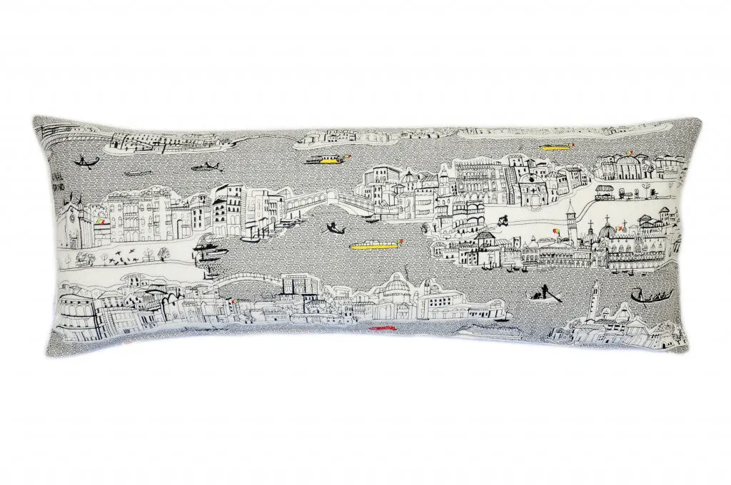 35" White Venice Daylight Skyline Lumbar Decorative Pillow Throw Pillows low cost deal