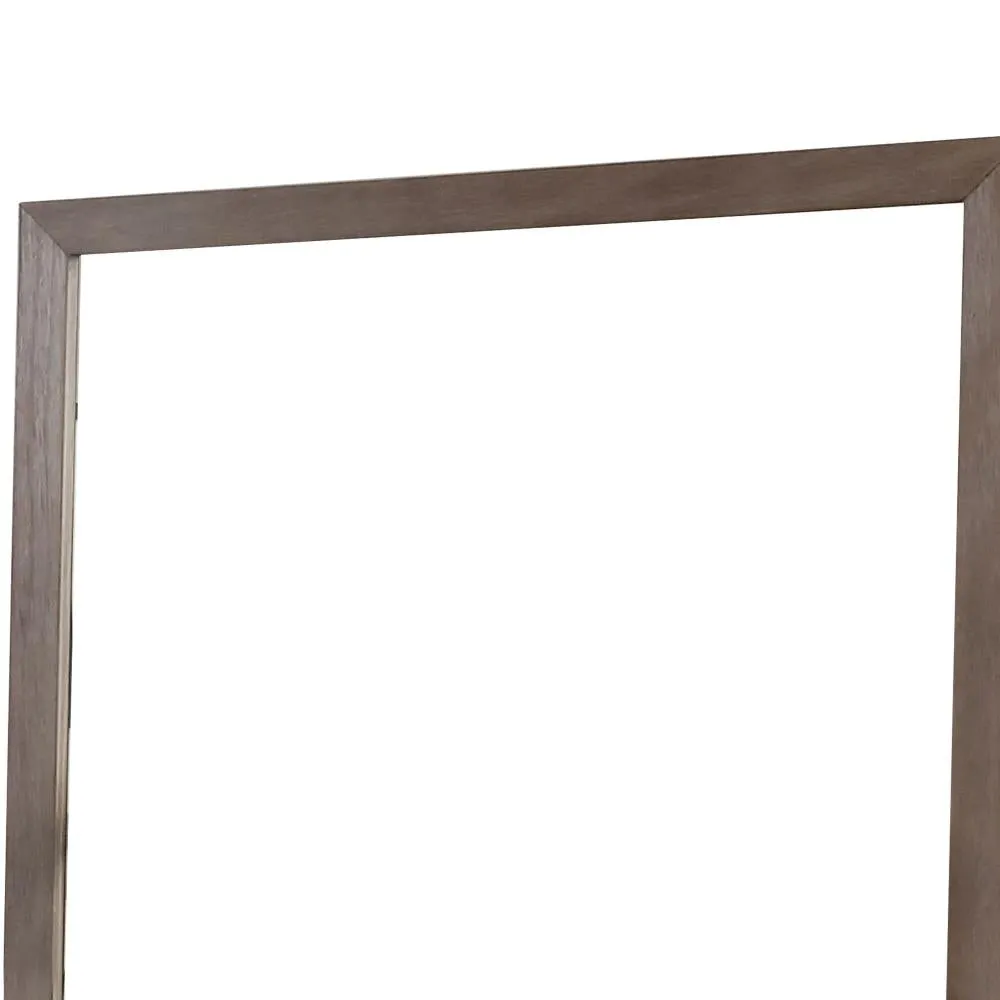 36 Inch Mirror with Rectangular Wooden Frame, Brown Discount Wall Decor Sets
