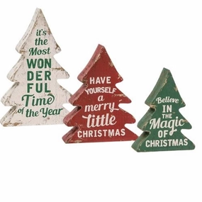 3/Set Wonderful Time of Year Distressed Wooden Trees Decorative Accessories outlet price