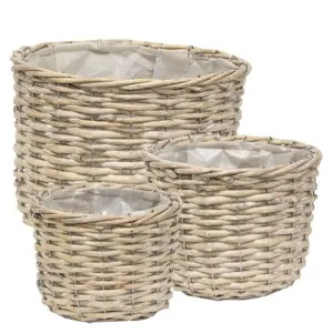 3/Set Graywashed Willow Planter Baskets Decorative Accessories low price