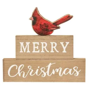 3/Set Merry Christmas Cardinal Block Stackers Decorative Accessories value pack