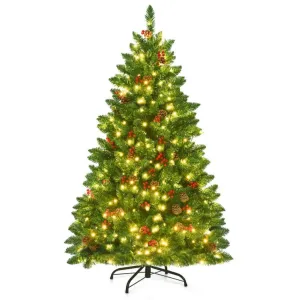 4.5 Feet Pre-lit Hinged Christmas Tree with 300 LED Lights Holiday Decor clearance sale