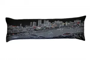 46" Black Nashville Nighttime Skyline Lumbar Decorative Pillow Throw Pillows clearance cushion