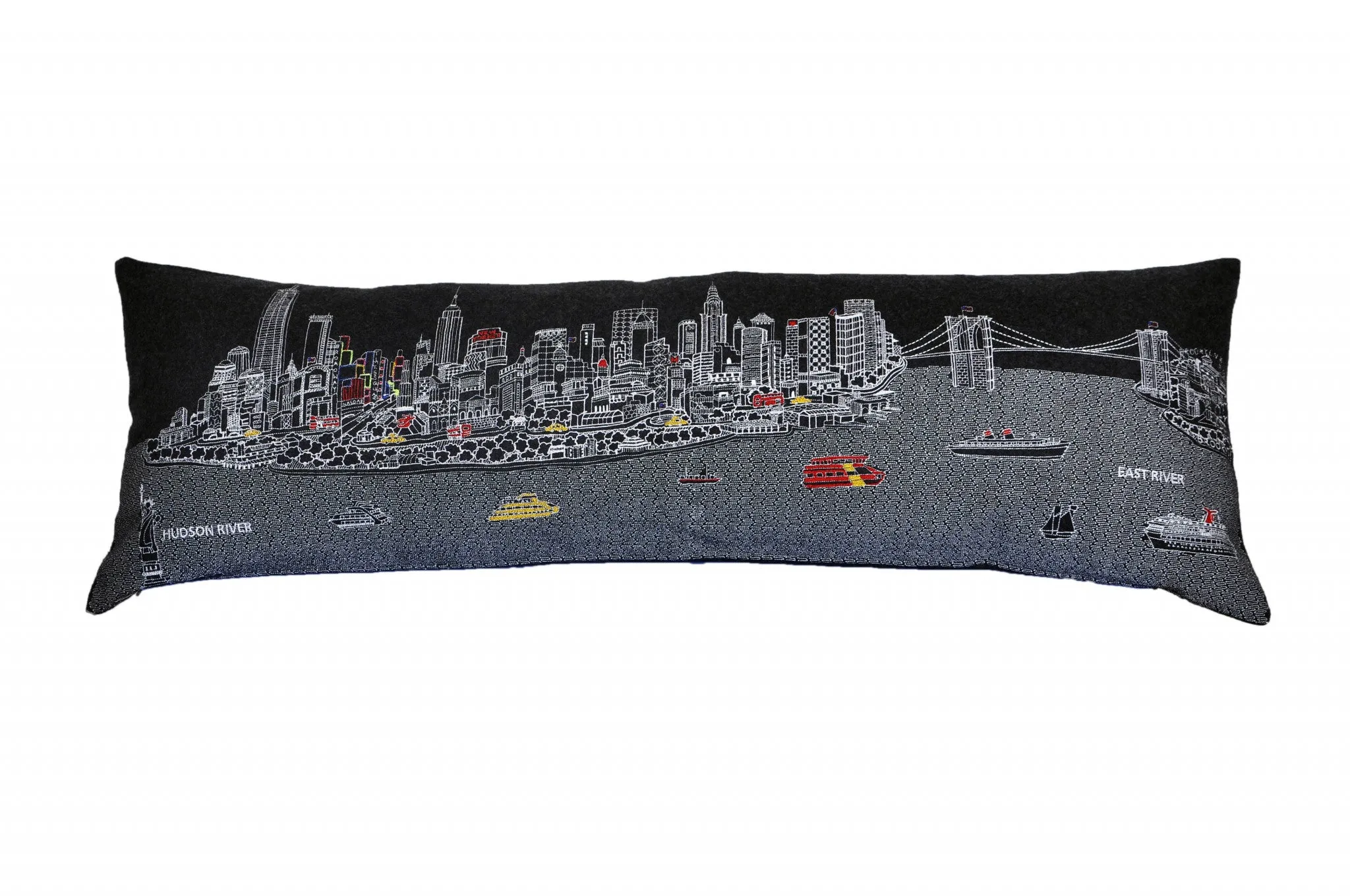 46" Black NYC Nighttime Skyline Lumbar Decorative Pillow Throw Pillows low cost deal