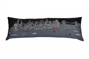 46" Black NYC Nighttime Skyline Lumbar Decorative Pillow Throw Pillows low cost deal