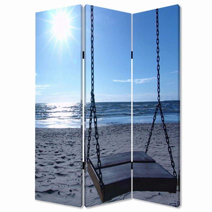 48" X 72" Multi Color Wood Canvas Seaside Serenity  Screen Decorative Accessories outlet price