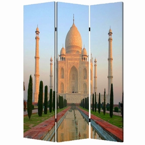 48" X 72" Multi Color Wood Canvas Taj Mahal  Screen Decorative Accessories promo online