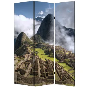 48" X 72" Multi Color Wood Canvas Machu Picchu  Screen Decorative Accessories ON SALE