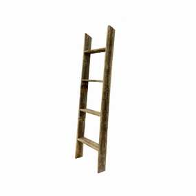4 Step Rustic Black Wood Ladder Shelf Decorative Accessories promo online