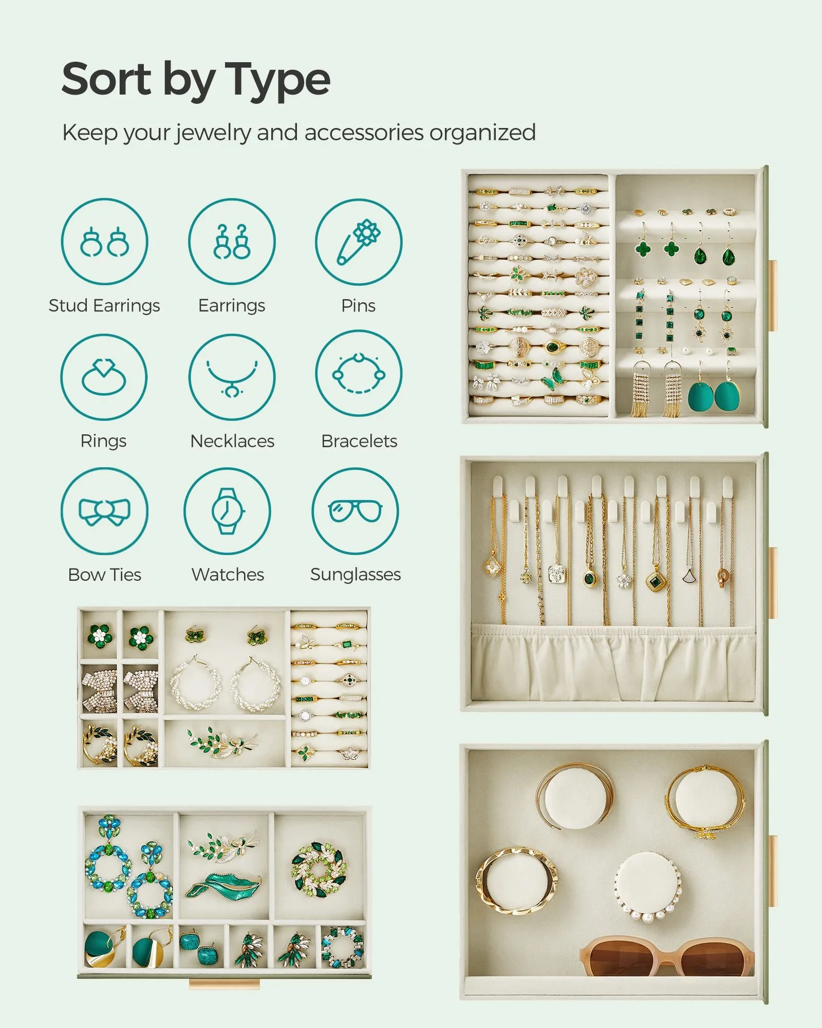 5-Layer Jewelry Box Laurel Green