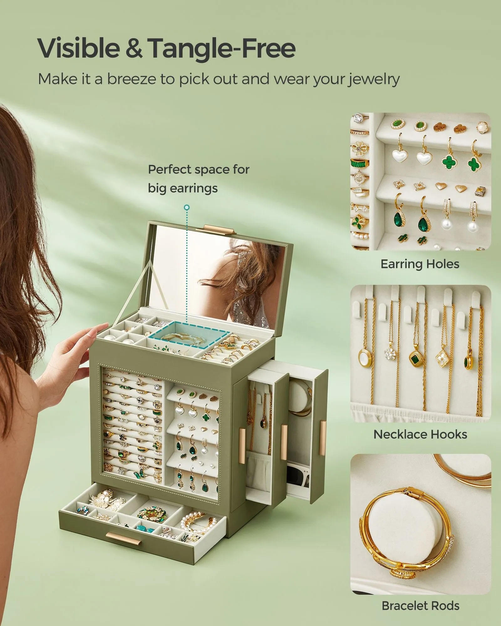 5-Layer Jewelry Box Laurel Green