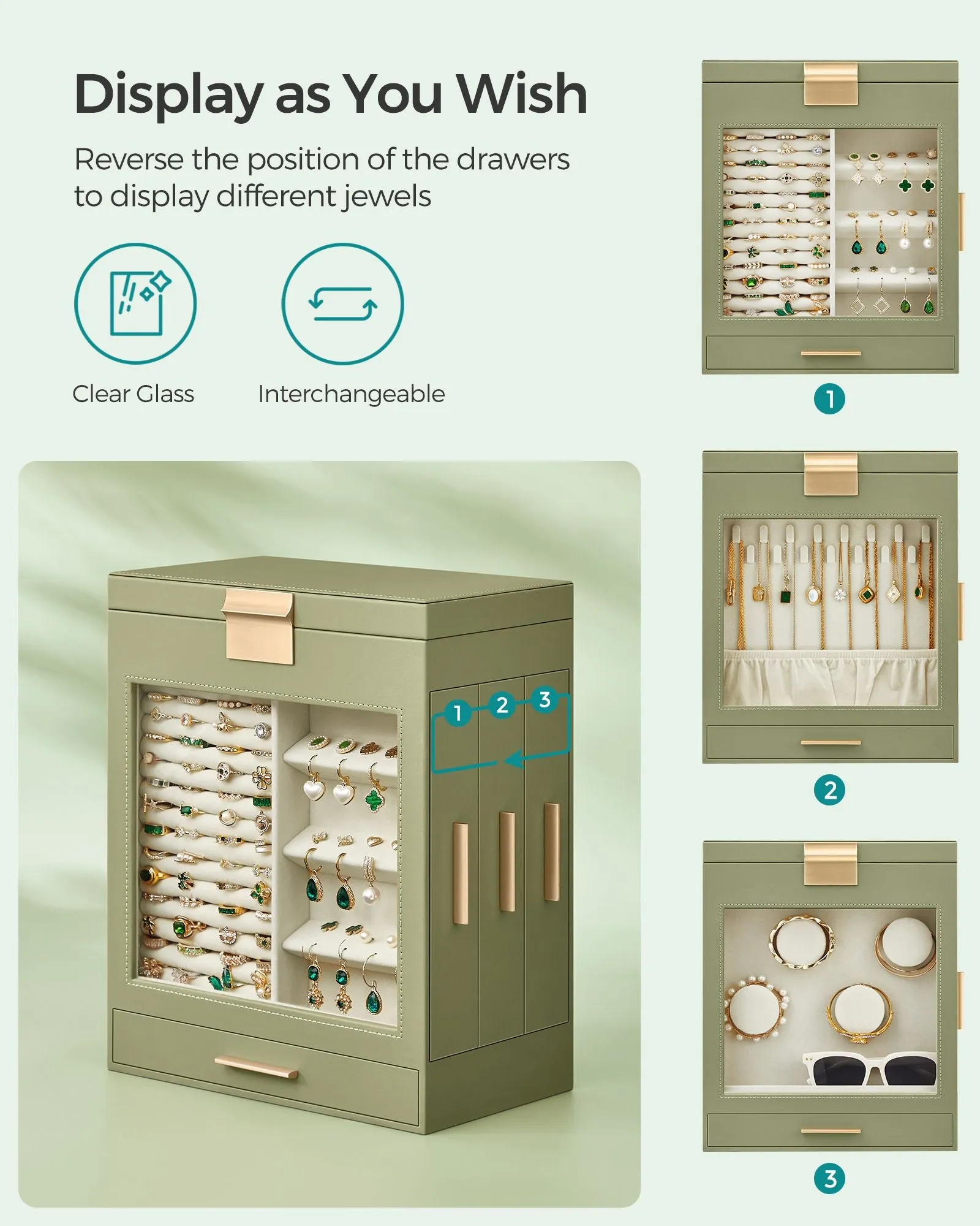 5-Layer Jewelry Box Laurel Green