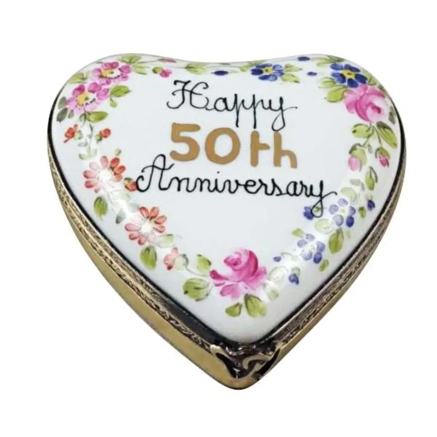 50th Anniversary Heart Limoges Collectible Boxes Rare Find