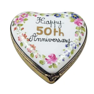 50th Anniversary Heart Limoges Collectible Boxes Rare Find