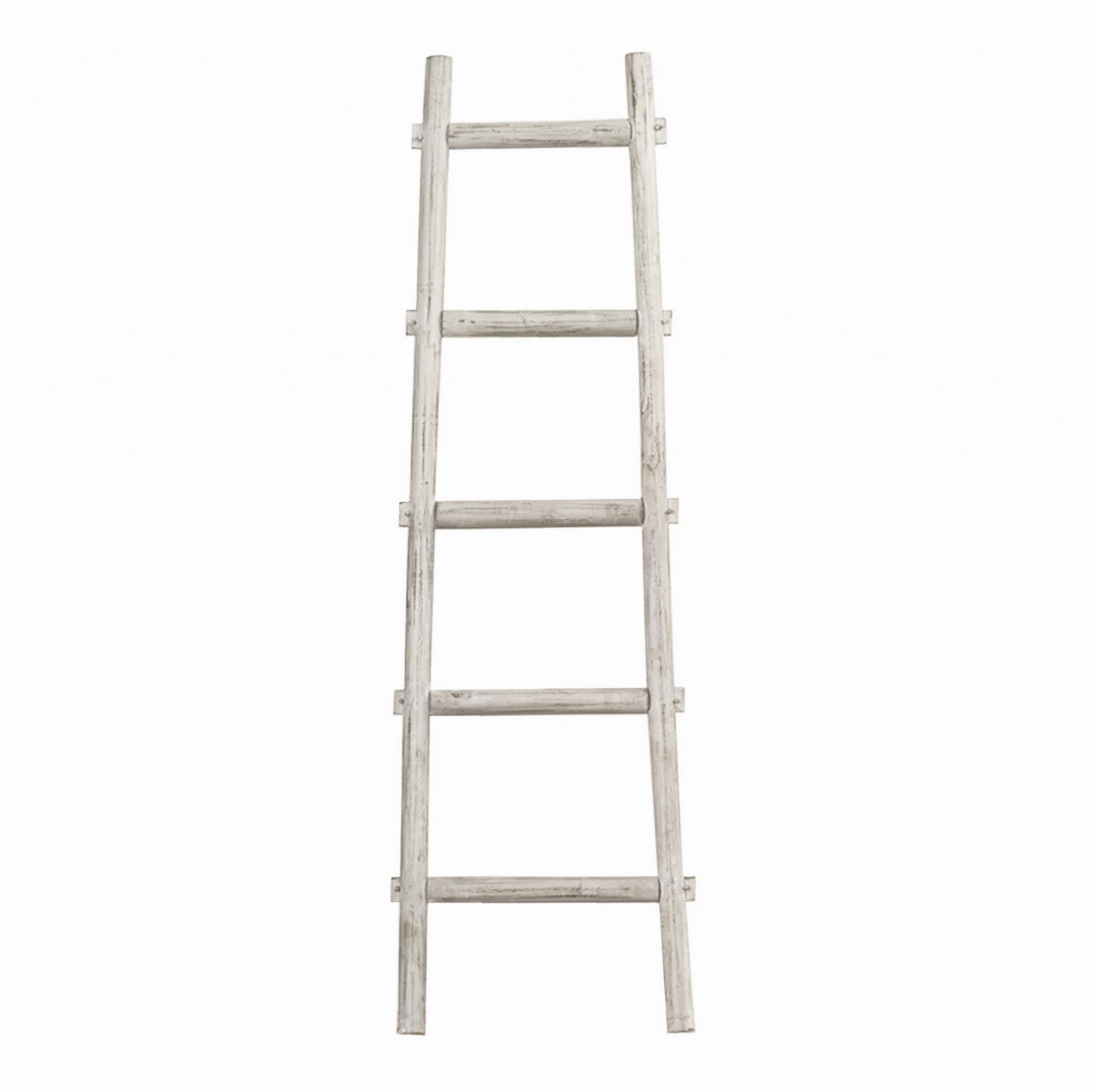 59" X 18" X 2" White Decorative Ladder Shelve