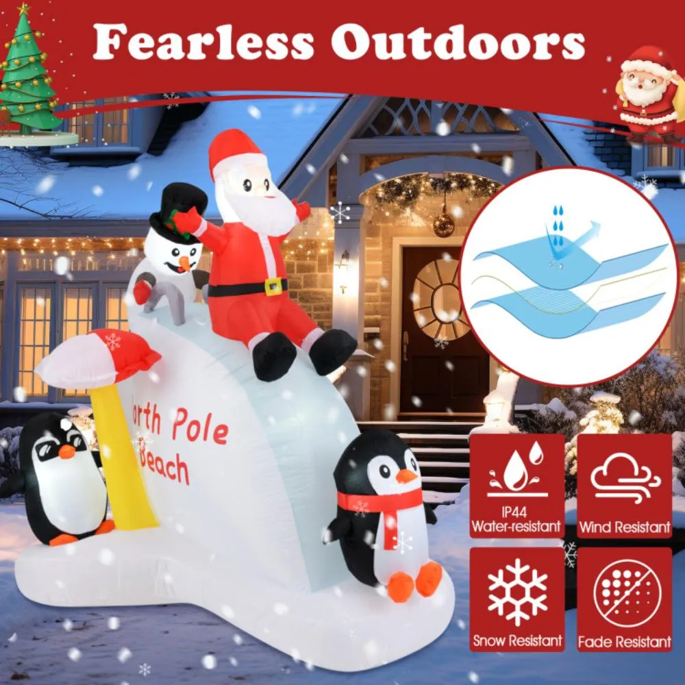 6 Feet Christmas Inflatable with Blow up Penguins and Santa Decoration