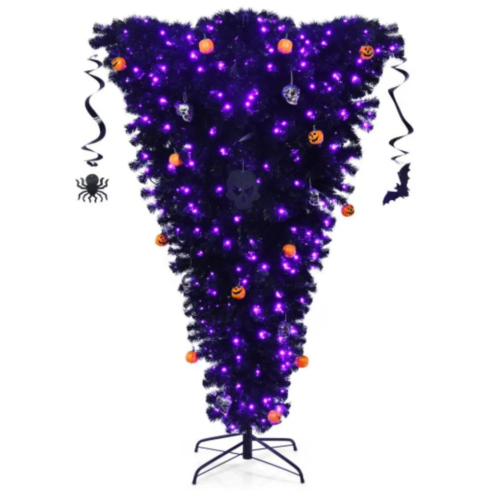 6 Feet Upside Down Artificial Christmas Tree with 270 Purple LED lights Holiday Decor clearance sale