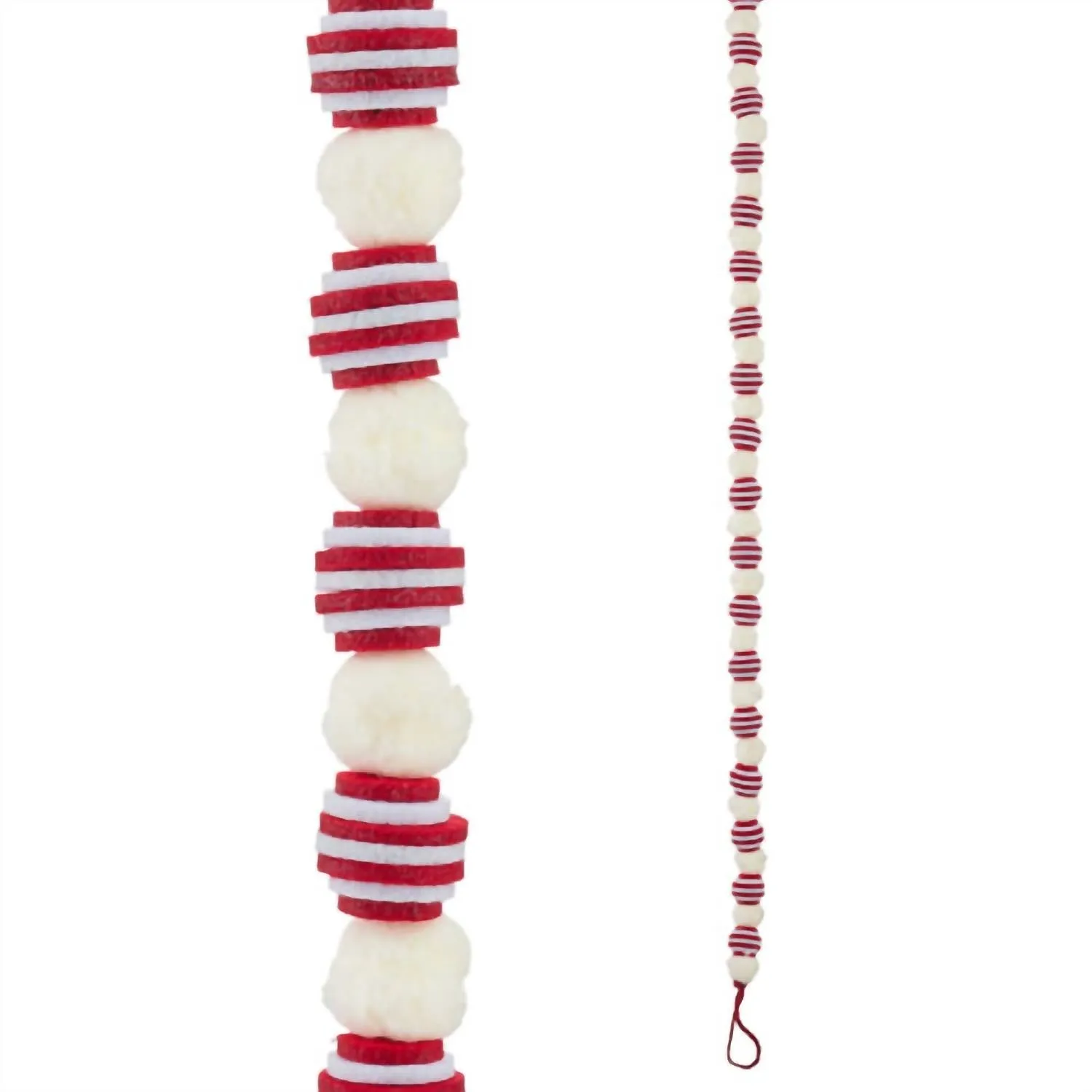 6' Felt Ball Garland In Red/white Seasonal Decor Clearance