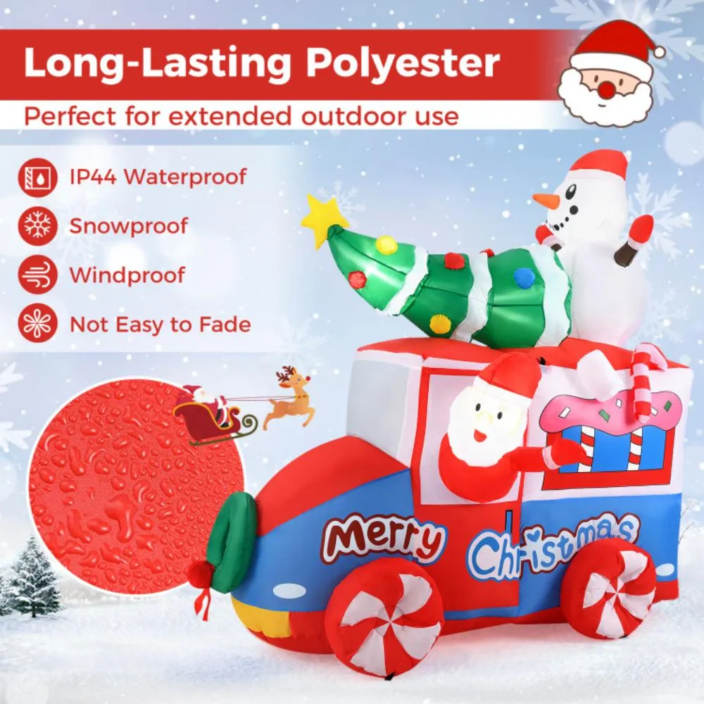 6 ft Christmas Inflatable Santa on Car Blow up Festive Vehicle with Santa Clause