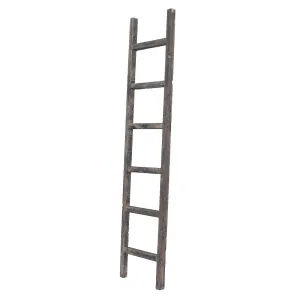 6 Step Rustic Smoky Black Wood Ladder Shelf Decorative Accessories home deals