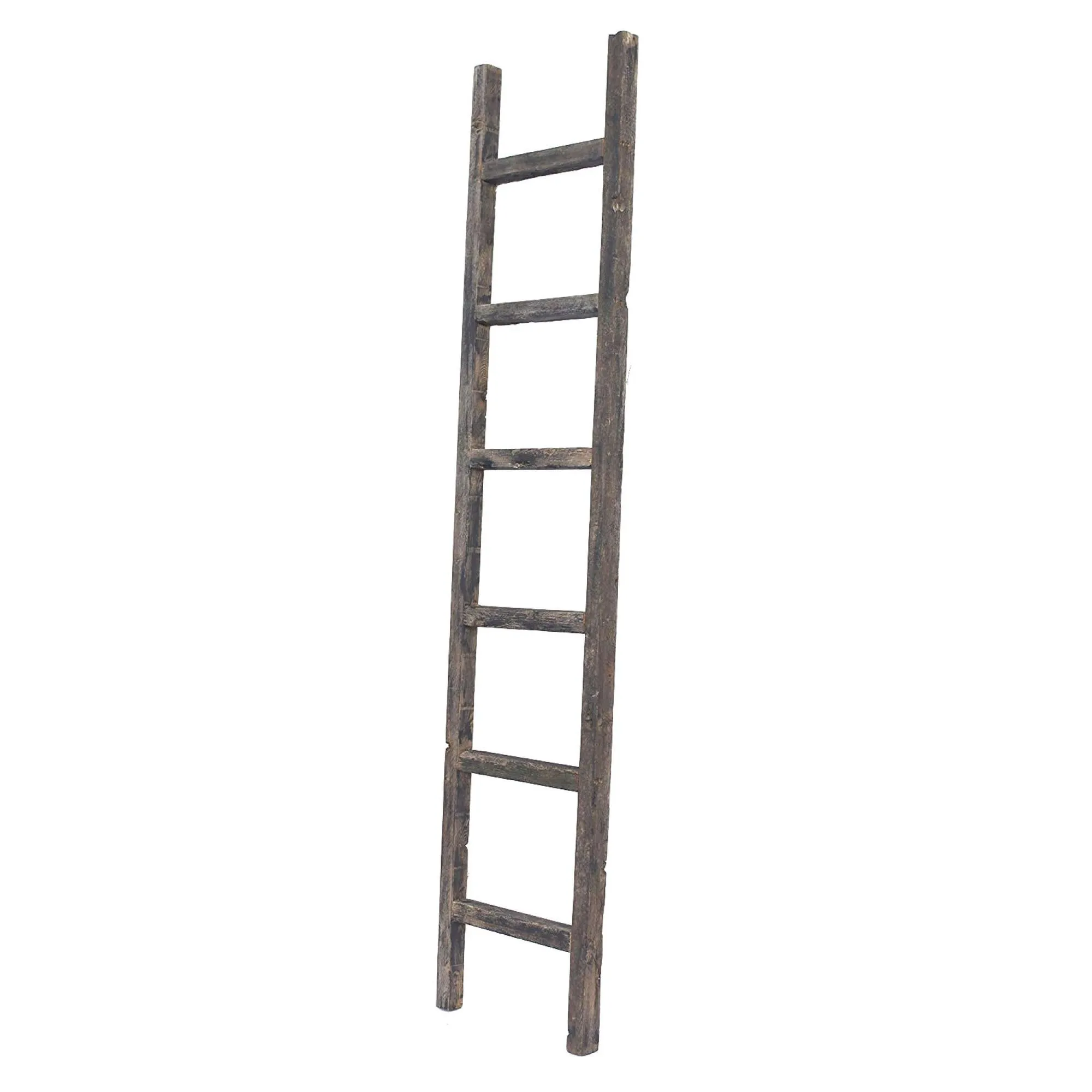 6 Step Rustic Smoky Black Wood Ladder Shelf Decorative Accessories home deals