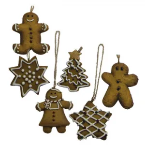 6/Set Mini Gingerbread Cookie Ornaments Decorative Accessories value pack